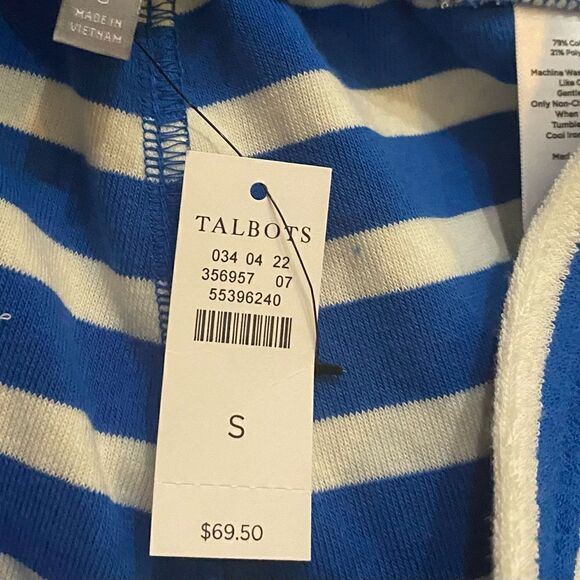 T by Talbots “Valley Stripe” Terrycloth Drawstring Shorts - Picture 3 of 4